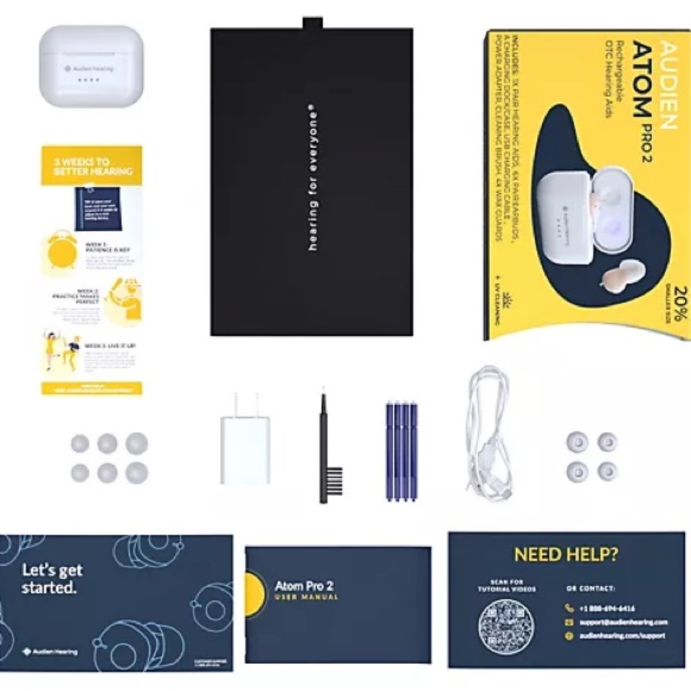 New Audien Hearing Atom Pro 2 Rechargeable In Ear‎ Hearing Aids